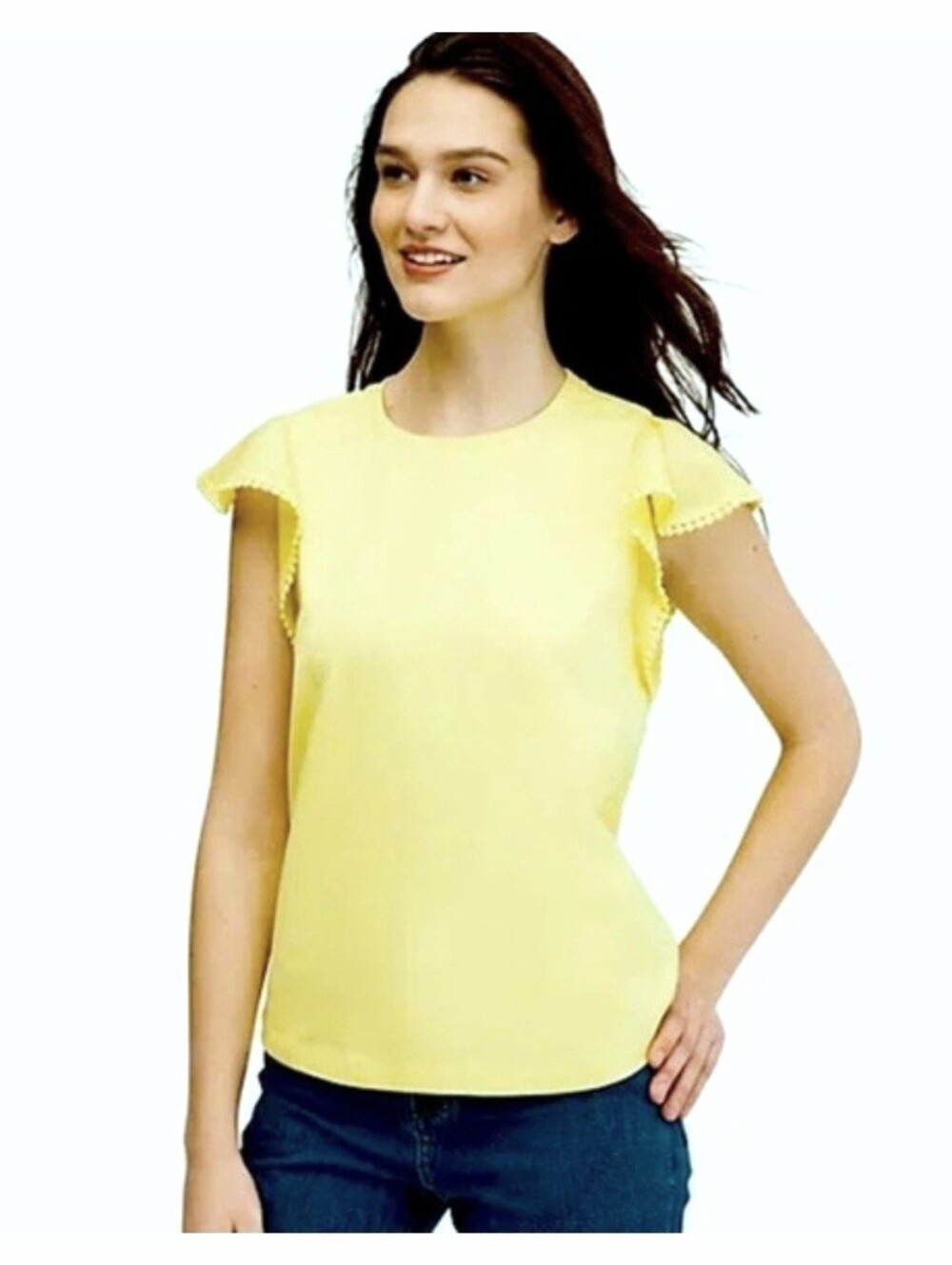 kate spade Light Yellow Flutter Sleeve Top